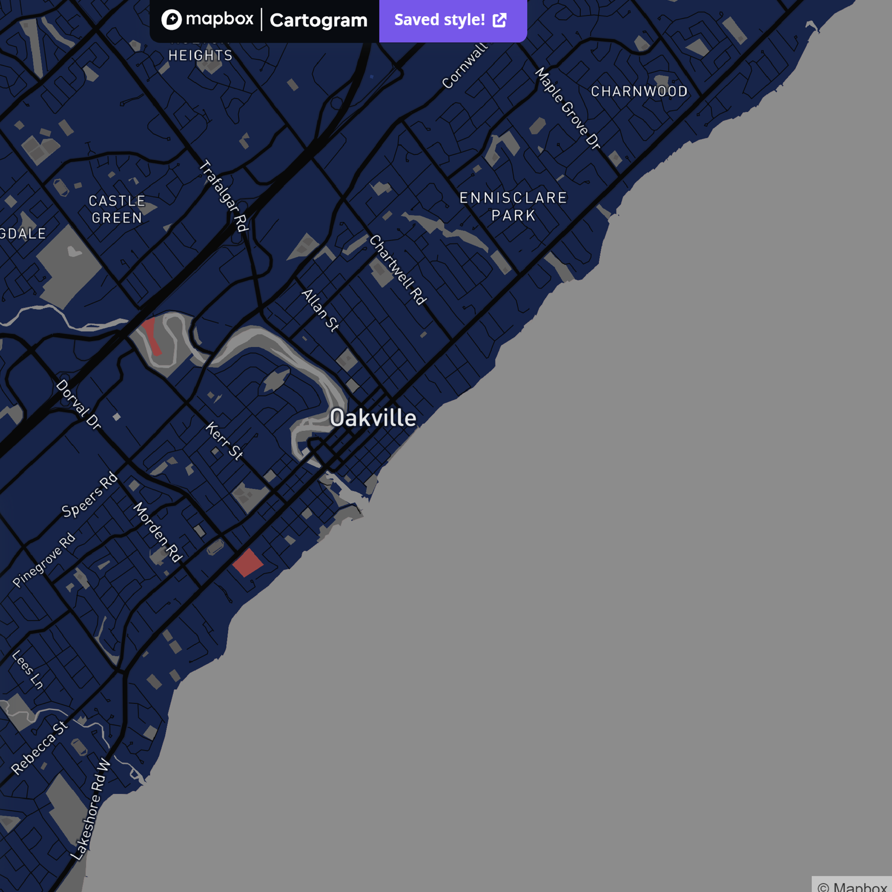 The location I chose in this image is Oakville, and the color is extracted from Sheridan grey and blue