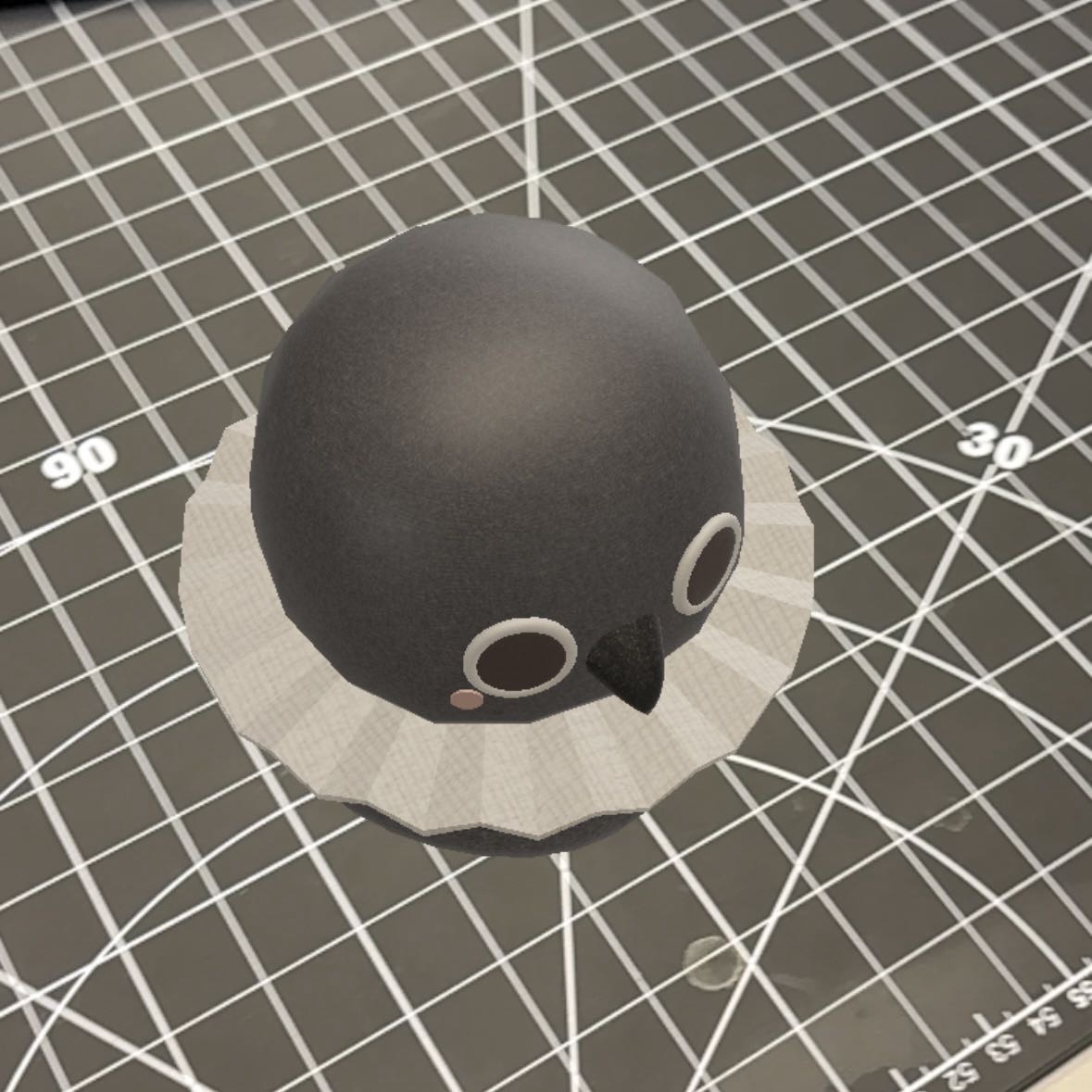 Changing camera angle to see the top view of the model