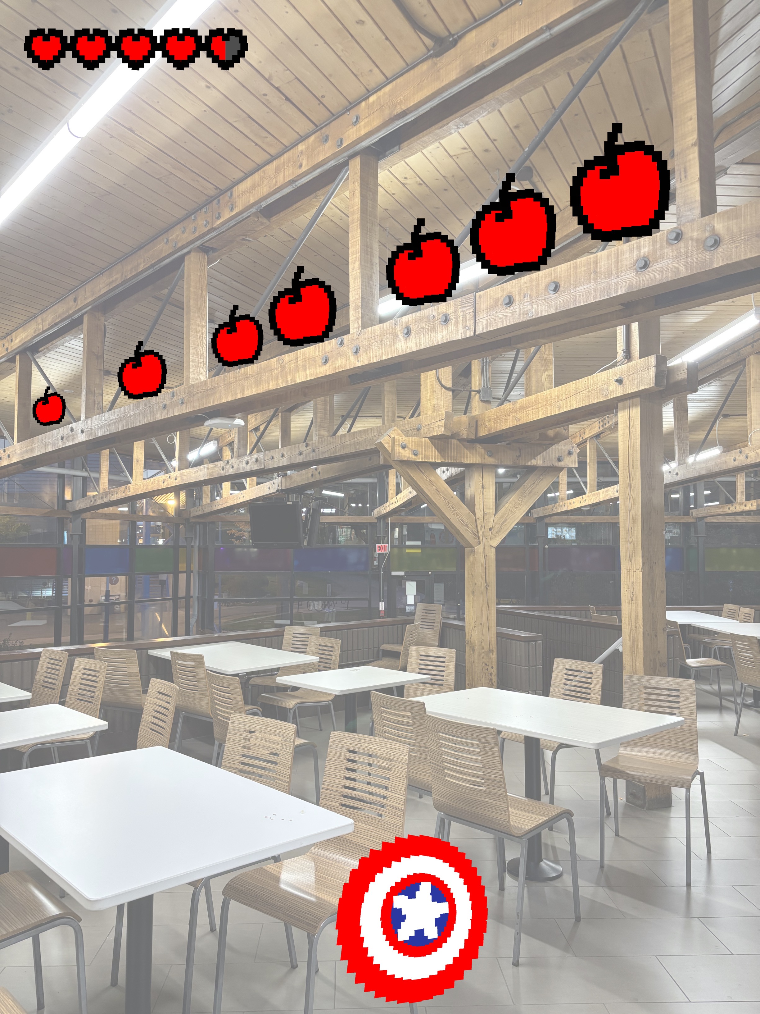 <li>The second idea is to make the cafeteria a Mine Craft scenario, using a pixel style, where students come to eat in the cafeteria just like in the game where players are hungry and need to collect and eat apples to regain their energy.</li>
